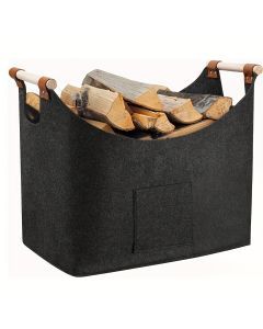 Wooden Firewood Basket with Blanket