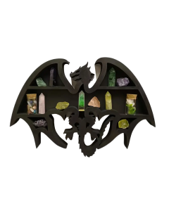 Dragon Guardian: Handcrafted Wooden Crystal Wall Display