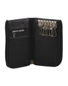 Pierre Cardin Mens Italian Leather Key & Credit Card Holder Wallet - Black