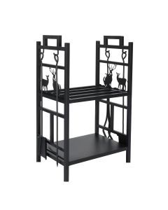 2-Tier Firewood Rack with Hooks