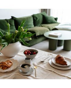 100% Cotton Handcrafted Table Cover - Beige Love