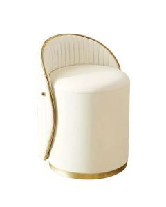 Vanity Stool Swivel Beige High Backrest Round Seat