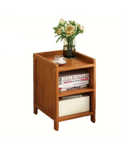 Bamboo  Bedside Table with Open Shelves - Tawny