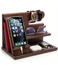 Wooden Phone & Watch Holder, Key & Wallet Organizer