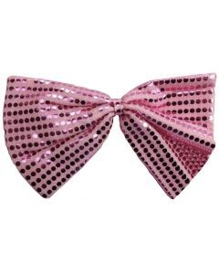 Light Pink Large Sequin Polka Dots Bow Tie - Fancy Dress Costume Party