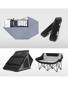 San Hima 270° Awning Passenger Side + Rooftop Tent + Rack + Camping Chair + Recovery Boards