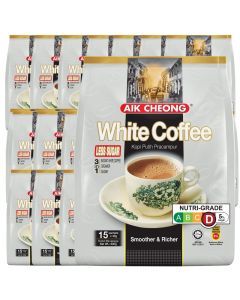 24x Aik Cheong White Instant Coffee Packs (360x 40g Sachets) - Less Sugar (14.4kg Total) Bulk