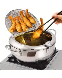 Stainless Steel Deep Fryer with Temperature Control and Oil Drop Filter Rack
