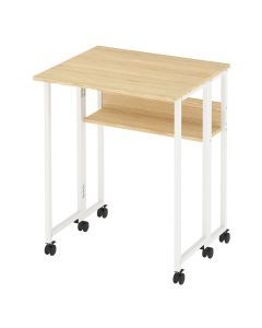 Levede Foldable Computer Desk with Shelf Wheels for Small Space Home Office