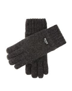 Dents Mens 3M Thinsulate Lined Wool Knit Gloves - Charcoal (Rib Cuff)