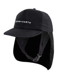 Ocean & Earth Bingin Strapback Adjustable Cap with Flap and Chin Strap - Black