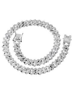 Prong Cuban Link Chain Necklace Rhinestone (A1021SL)