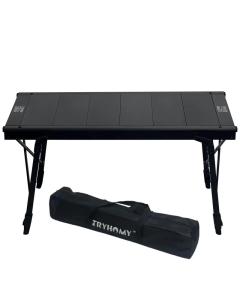 IGT 3-Unit Camping Table Portable Folding Aluminum Alloy BBQ Table Black