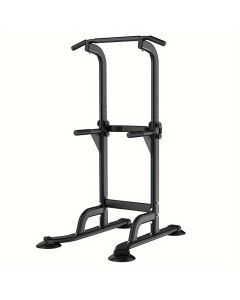 Foldable 10-Level Pull Up Tower – Pull Up Bar & Push Knee Raise Station(Black)