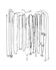 NNEOBA 13-Piece Womens Silver Necklace Set with Charms