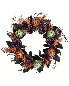 Halloween Wreath Roses and Spider Design