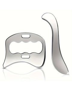 2pcs Stainless Steel Gua Sha Massage Tool Set(Silver)