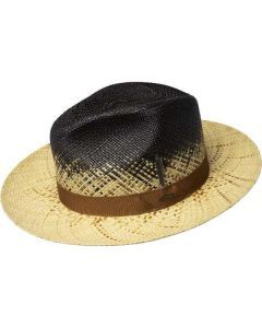 Bailey Warlick Mens Panama Fedora Straw Hat - Charcoal/Rust (Made in USA)