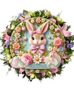 Easter Bunny Wooden Welcome Sign Spring Decor