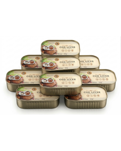 9x 121g Sea Cave Cod Liver Fish in Natural Own Oil Bulk Pack (Metal Tin) - Product of Norway