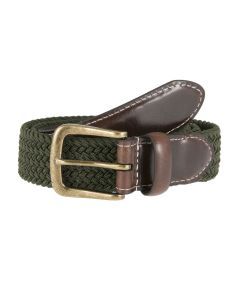 Dents Mens Elastic Stretch Belt Leather End Webbing - Olive