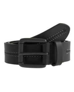 Dents Mens Lined Leather Belt with Stitch Detail and Gunmetal Buckle - Black