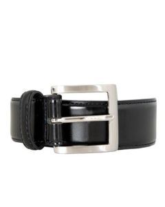 Dents Mens Contrast-Lined Leather Belt - Black