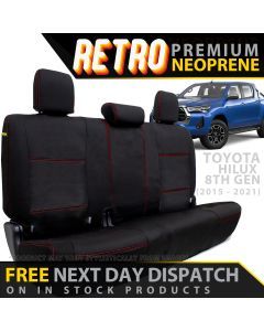 Toyota Hilux 8th Gen Retro Premium Rear Row Seat Covers (In Stock)