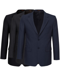 Mens Single Breasted 2 Button Suit Jacket Work Business - Pin Striped