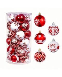 Red White Christmas Balls Ornaments Set (30pcs)