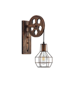Vintage Industrial Wall Sconce - Rustic Farmhouse Bedside Lamp (Bronze)