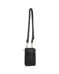 Pierre Cardin Ladies Leather Cross Body Bag/Wallet Bag/Clutch Wallet Small Flap - Black