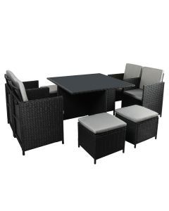 Levede 9Pcs Outdoor Table Chair Set Patio Furniture Dining Setting Wicker Lounge