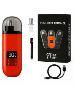 Handheld Portable Nose Hair Trimmer Rechargeable USB-C Clipper Shaver in Red/Orange