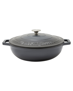 Westinghouse 4L 30cm Shallow Cast Iron Oval Casserole Pot - Ombre Grey (WHCIPRS3002G)