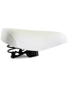 White Ladies Retro Bike Saddle 250mm x 190mm Vinyl Quilted Top Dual Coil Springs