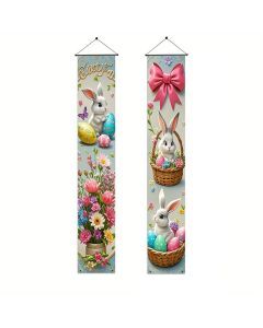 Easter Bunny Floral Door Banners 30x180cm