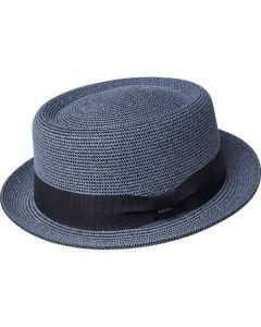 Bailey Mens Waits Paper Straw Hat Made in USA Pork Pie - Blue Surf