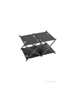 2-Layer Folding Storage Rack Camping Shelf Black