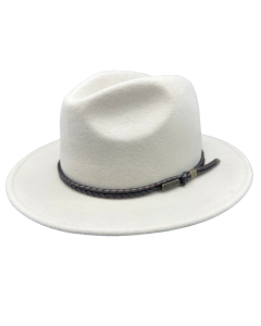 Jacaru 1847 Outback Fedora Hat - Cream (100% Australian Wool Travel Crushable Hat)
