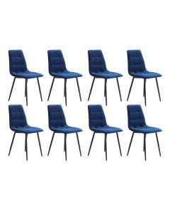 Levede 8x Dining Chairs Kitchen Velvet Chair Lounge Room Retro Padded Seat Blue