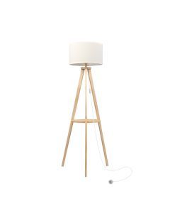 Emitto Tripod Floor Lamp with Shelf Wooden Modern Reading Light Night Home Decor
