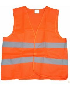 Orange Hi Vis Safety Vest - Reflective Tape Day/Night Workwear (One Size)