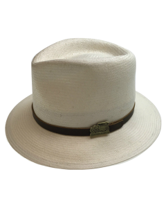 Mens Premium Panama Straw Trilby Hat - Natural (Made in USA Fedora Brim Cap)