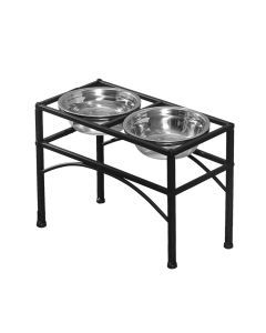 Pawz Dual Elevated Pet Dog Puppy Feeder Bowl Stainless-Steel Food Water Stand