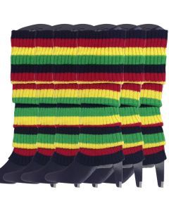 6x Indigenous Colours Ribbed Leg Warmers Bulk Pack - Womens Dance Costume/80s Party