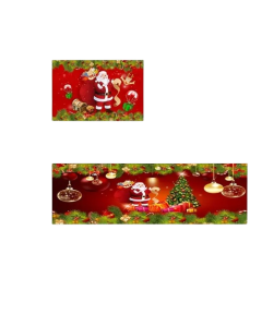 Add Festive Cheer with 2pcs Red Santa Claus Kitchen Mat Set