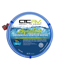COAST RV Aquaduct 10m Blue Drinking Water Hose with Kit Fittings - 12mm