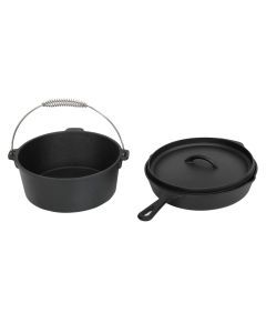 Toque 3Pcs Cast Iron Frying Pan and Cast Iron Pot Set Camping Kitchen Cookware