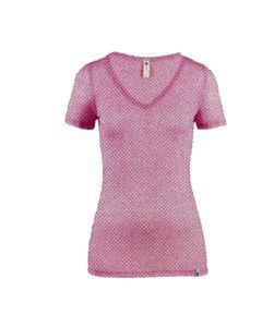 MERINO SKINS Ladies Verona V-Neck Thermal Top - Hyacinth Pink (Wool Blend T-Shirt)